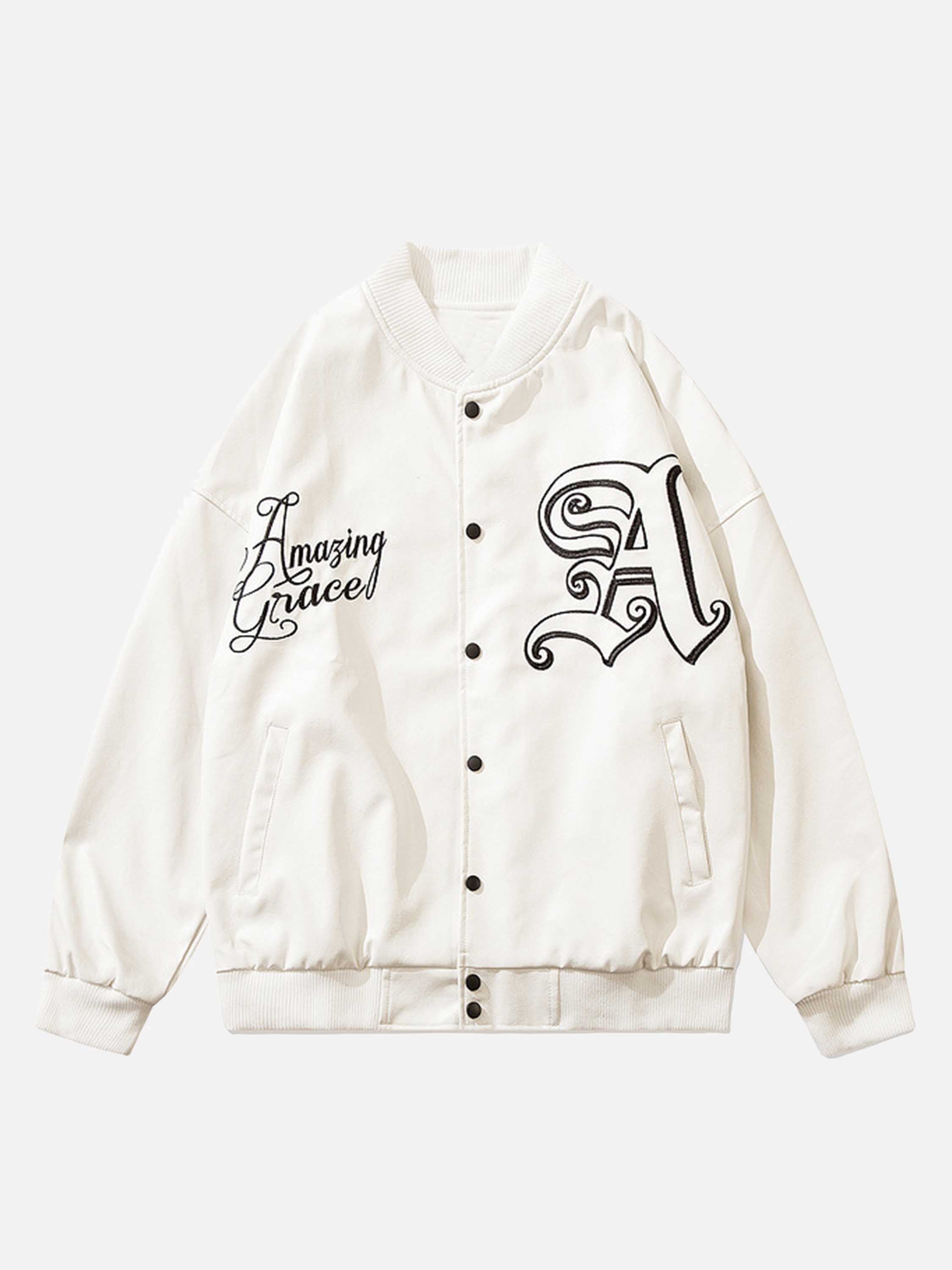 Alphabet Print Baseball Jacket