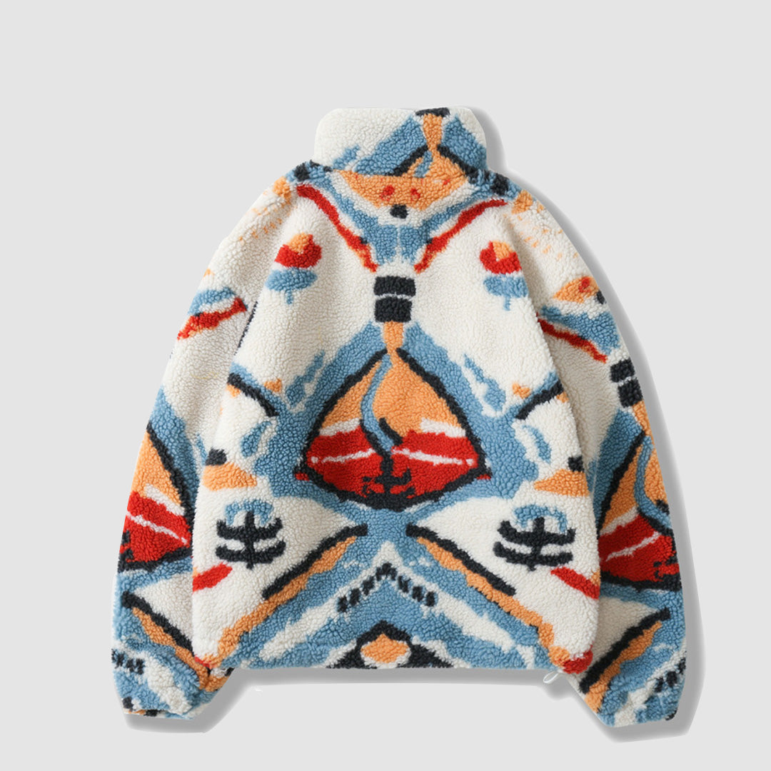 Graffiti Lamb Wool Coat
