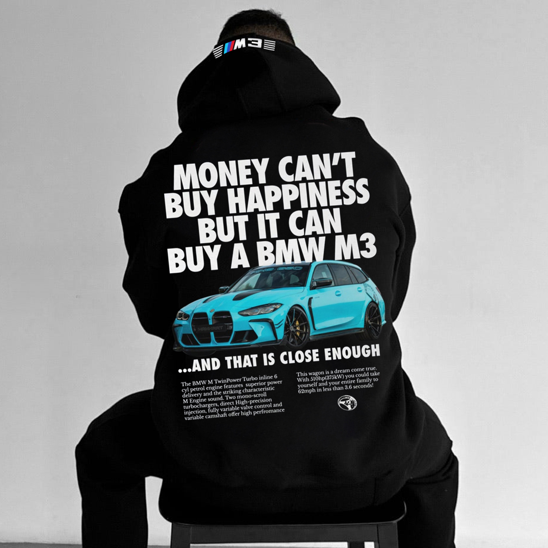 Money Can't Buy Happiness But It Can Buy A M3 Oversize Sports Car Hoodie