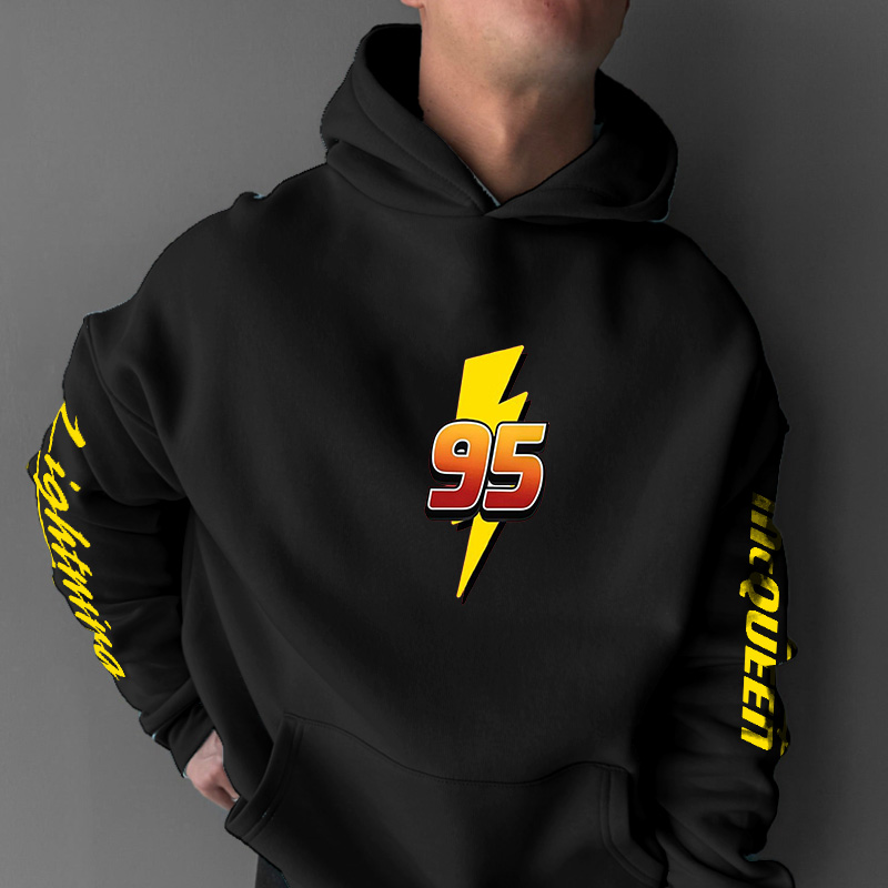 Men's Vintage Racing Car 95 Ready For The Road Pocket Long Sleeve Black Hoodie