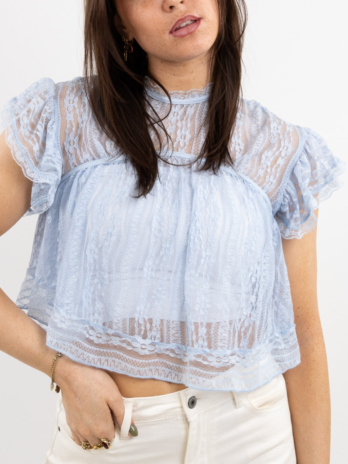 Light Blue Blossom lace top