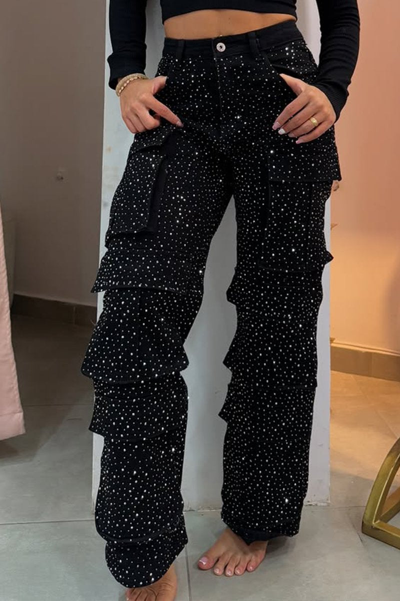 🔥70% OFF💃💎 Twirl, Sparkle, and Slay!✨Women's Multi-pocket Rhinestone Casual Jeans🎅Christmas Sale 🔔