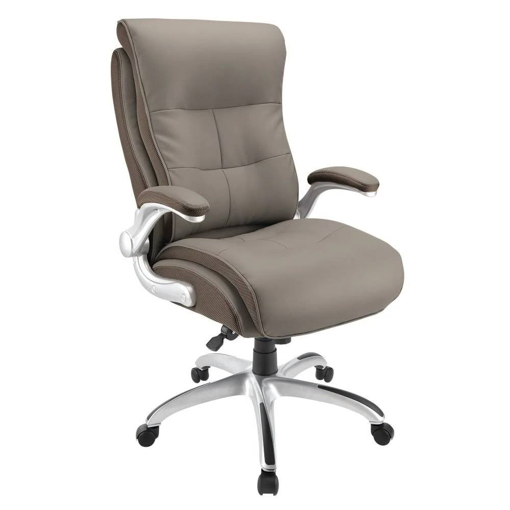 Realspace Ampresso Bonded Leather Big and Tall High-Back Chair, Taupe
