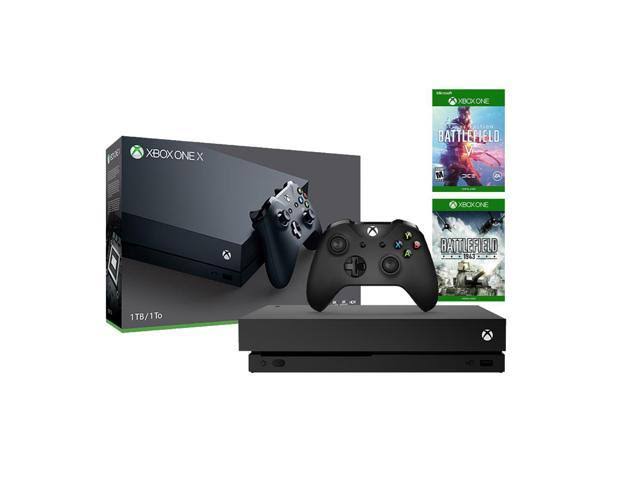 Microsoft Xbox One x Refurbished 1TB Black 4K Ultra HD Console Battlefield V Deluxe Edition and Battlefield 1943 Bundle