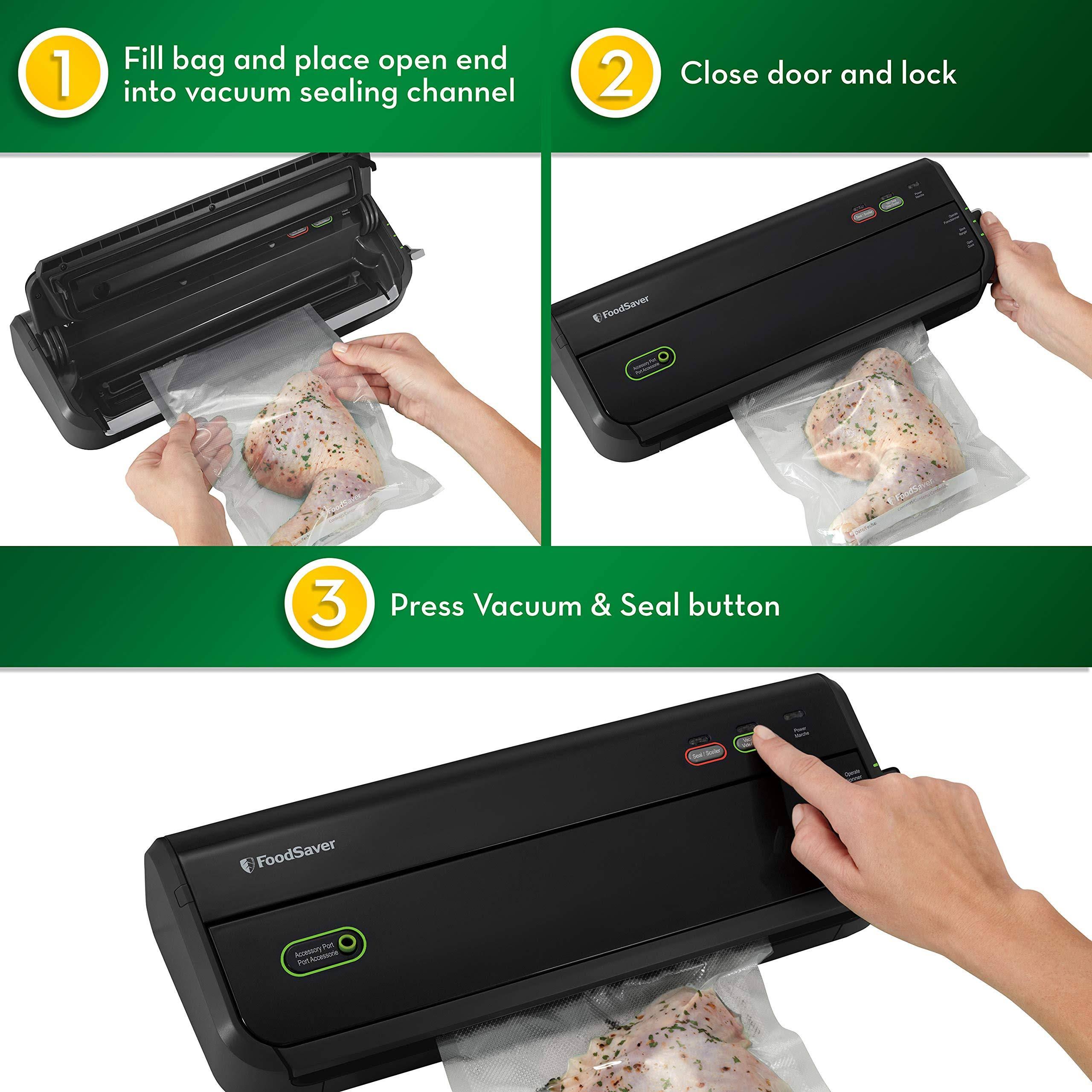 Foodsaver FM2000 Vacuum Sealer System with Starter Bags u0026 Rolls, Black