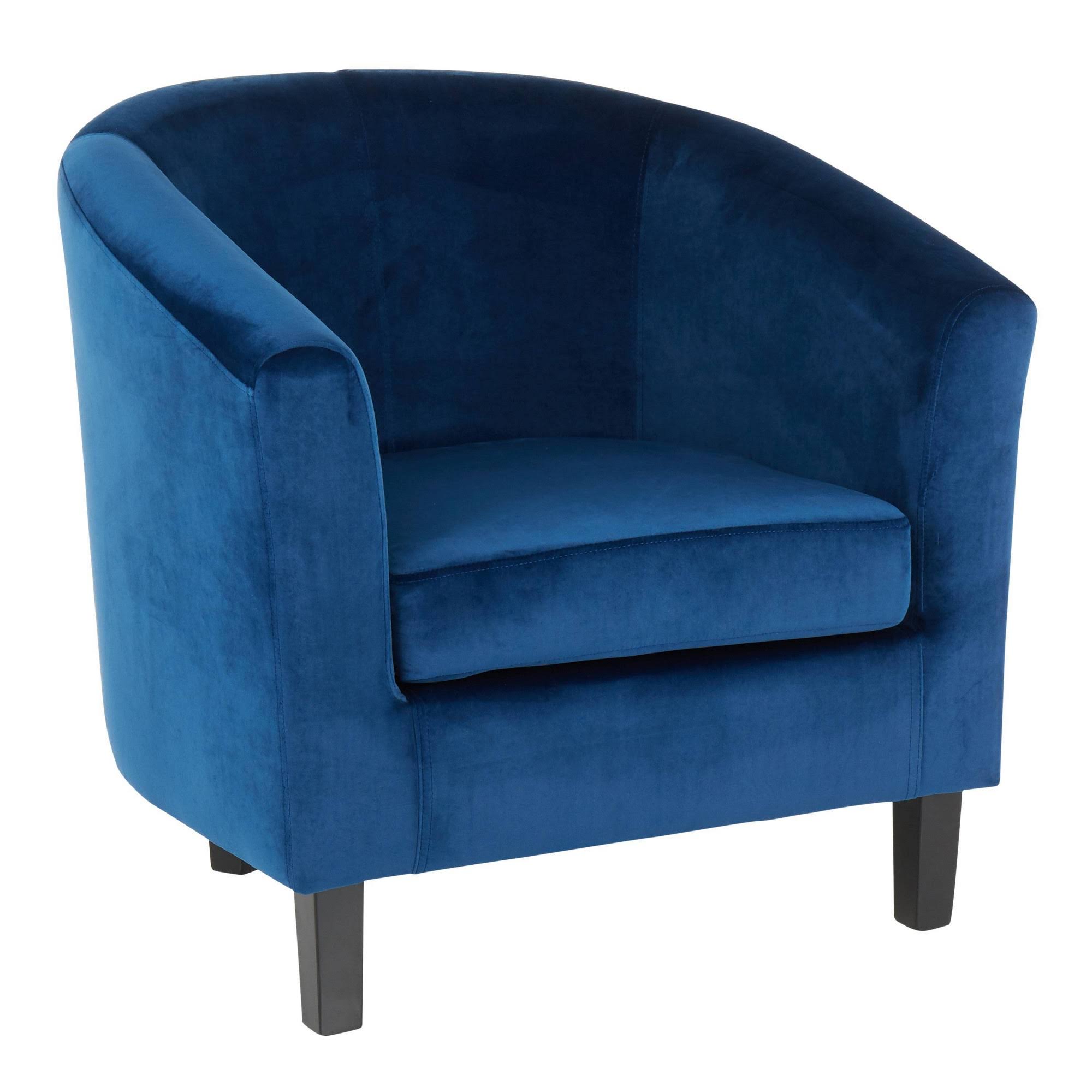 LumiSource Claudia Accent Chair Blue Velvet Black Wood Legs