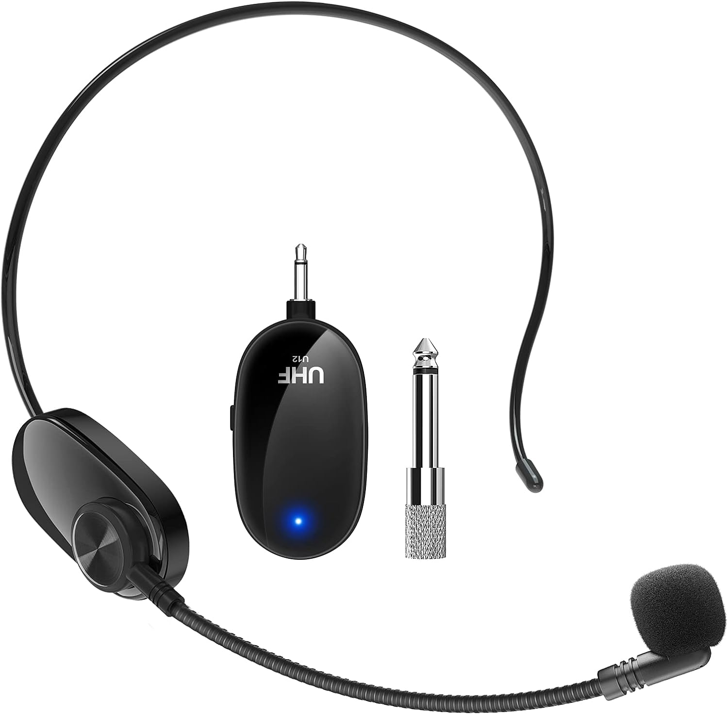 Wireless Microphone Headset, Wireless Headset Microphone System with Digital Screen, Headset Mic/Handheld Mic 2 in 1, 164ft Range, 1/8''&1/4'' Plug for Amplifier, Speaker, PA System, Speech, Teaching