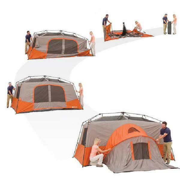 Ozark Trail 11-Person Instant Cabin Tent with Private Room Orange/Green Option - Green