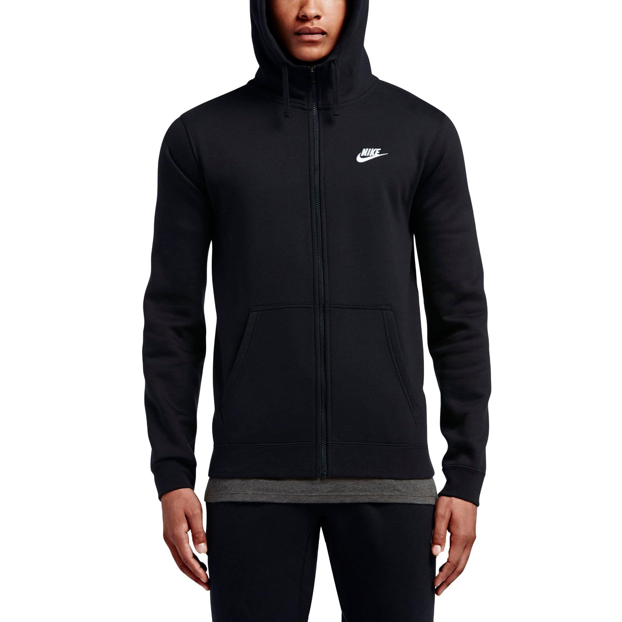 Nike Men's Sportswear Fleece Full-Zip Hoodie - Black/White - L