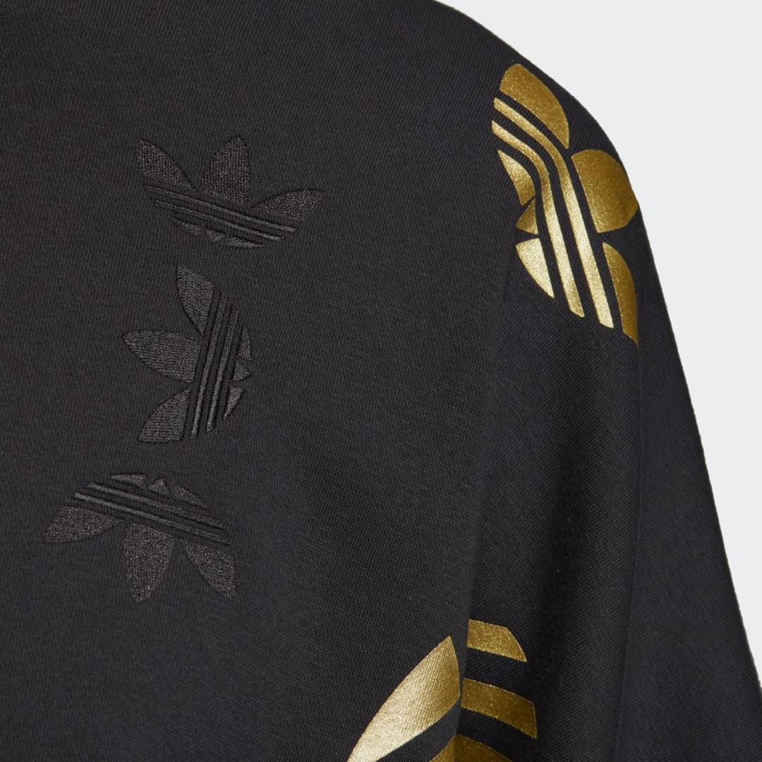 Adidas - Women's Originals Large Logo Cropped Pullover Hoodie (Black | Gold Metallic)