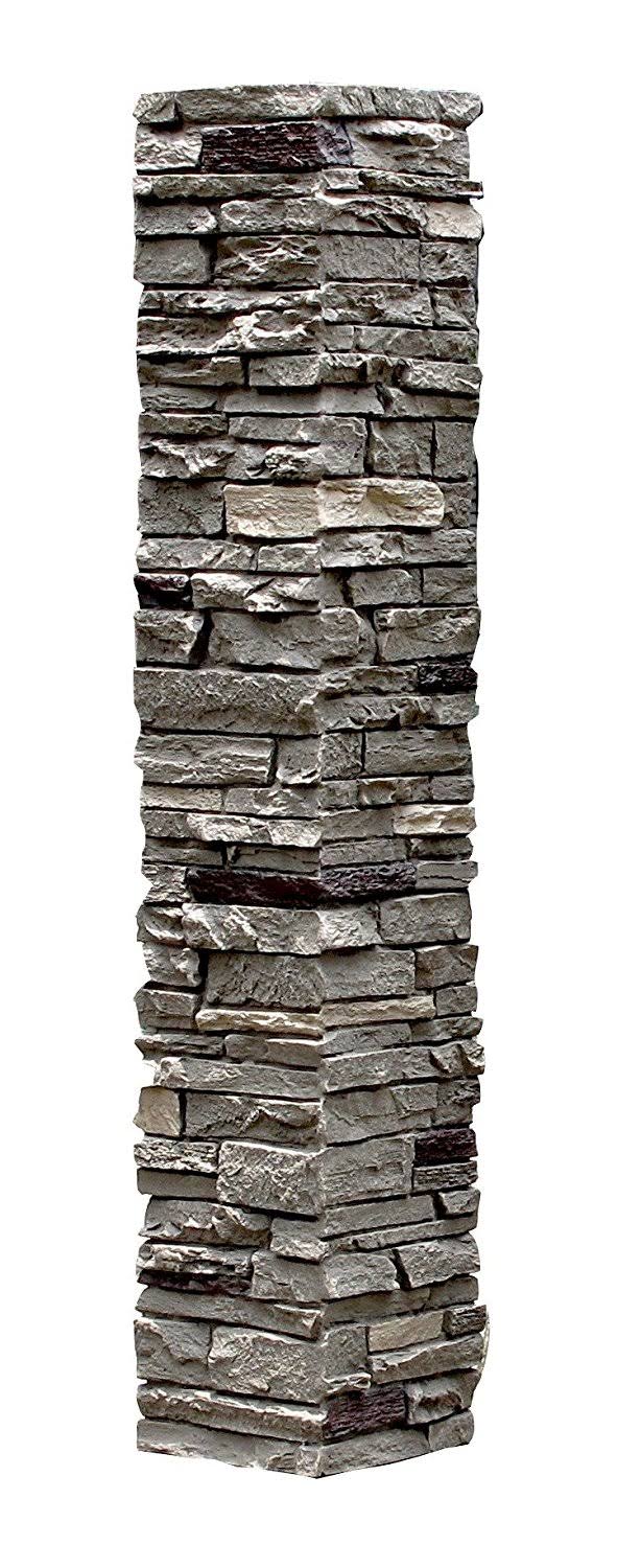 NextStone Faux Polyurethane Stone Post Cover Sleeve - Pewter, Gray