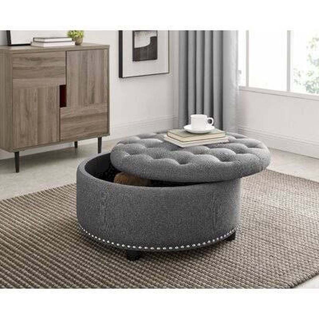 Astala 30&& Tufted Round Storage Ottoman Red Barrel Studio Fabric: Grey Polyester