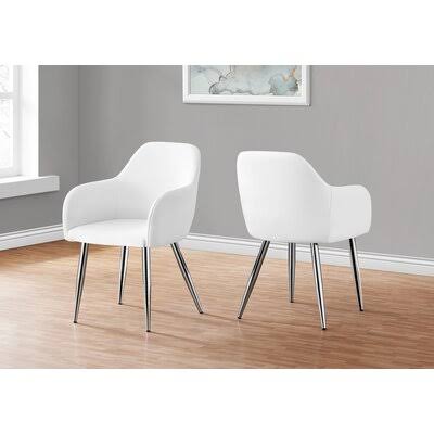 Agostini Upholstered Arm Chair Wade Logan Color: White, Leg Color: Chrome