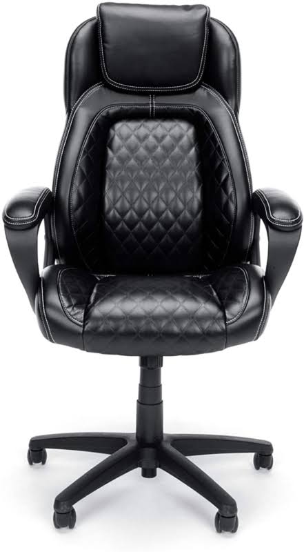 Ofm Ess Collection Racing Style SofThread Leather High Back Office Chair, in Bla