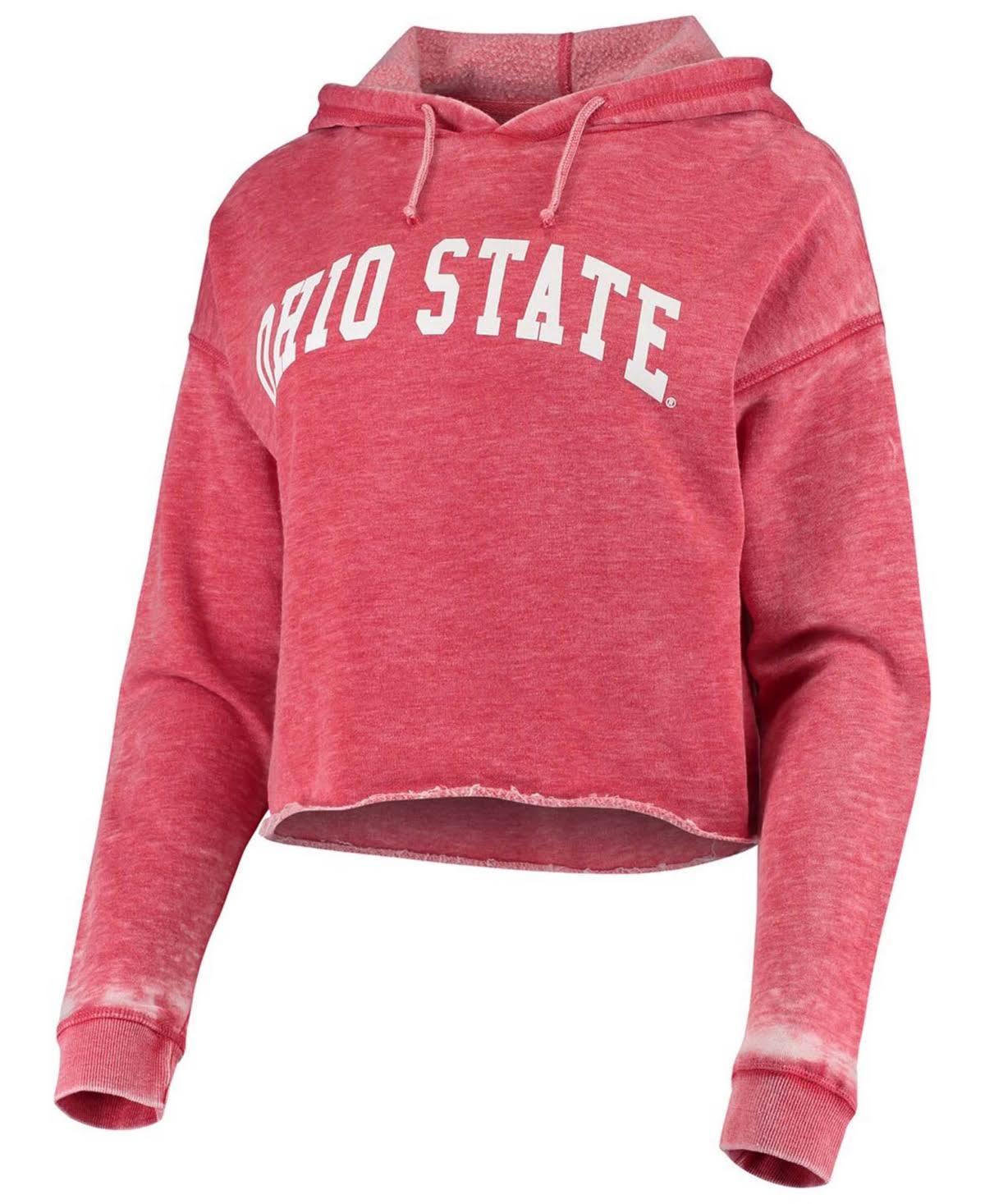 Ohio State Buckeyes chicka-d Women's Campus Burnout Cropped Pullover Hoodie 鈥?Scarlet