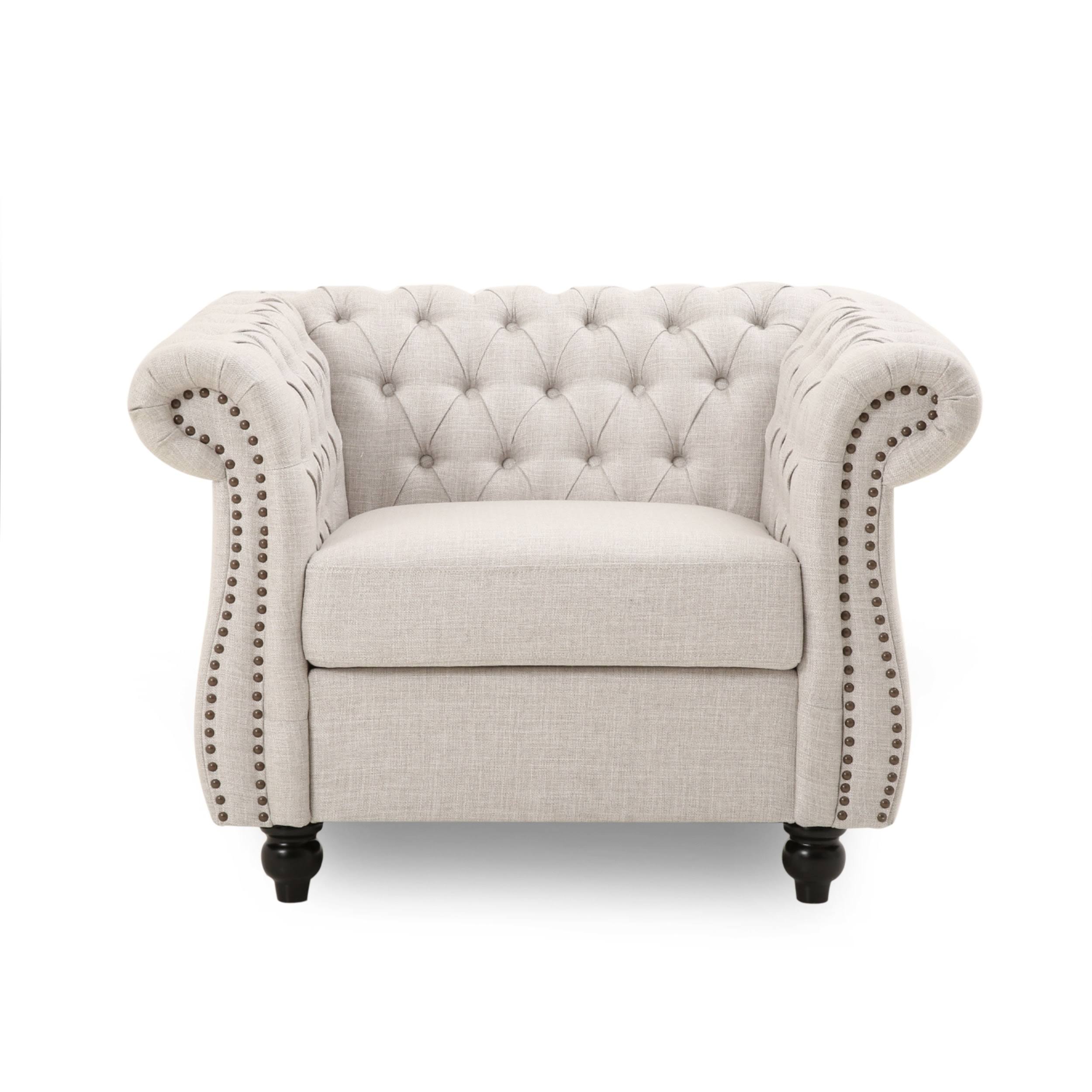 Westminster Chesterfield Club Chair Beige - Christopher Knight Home