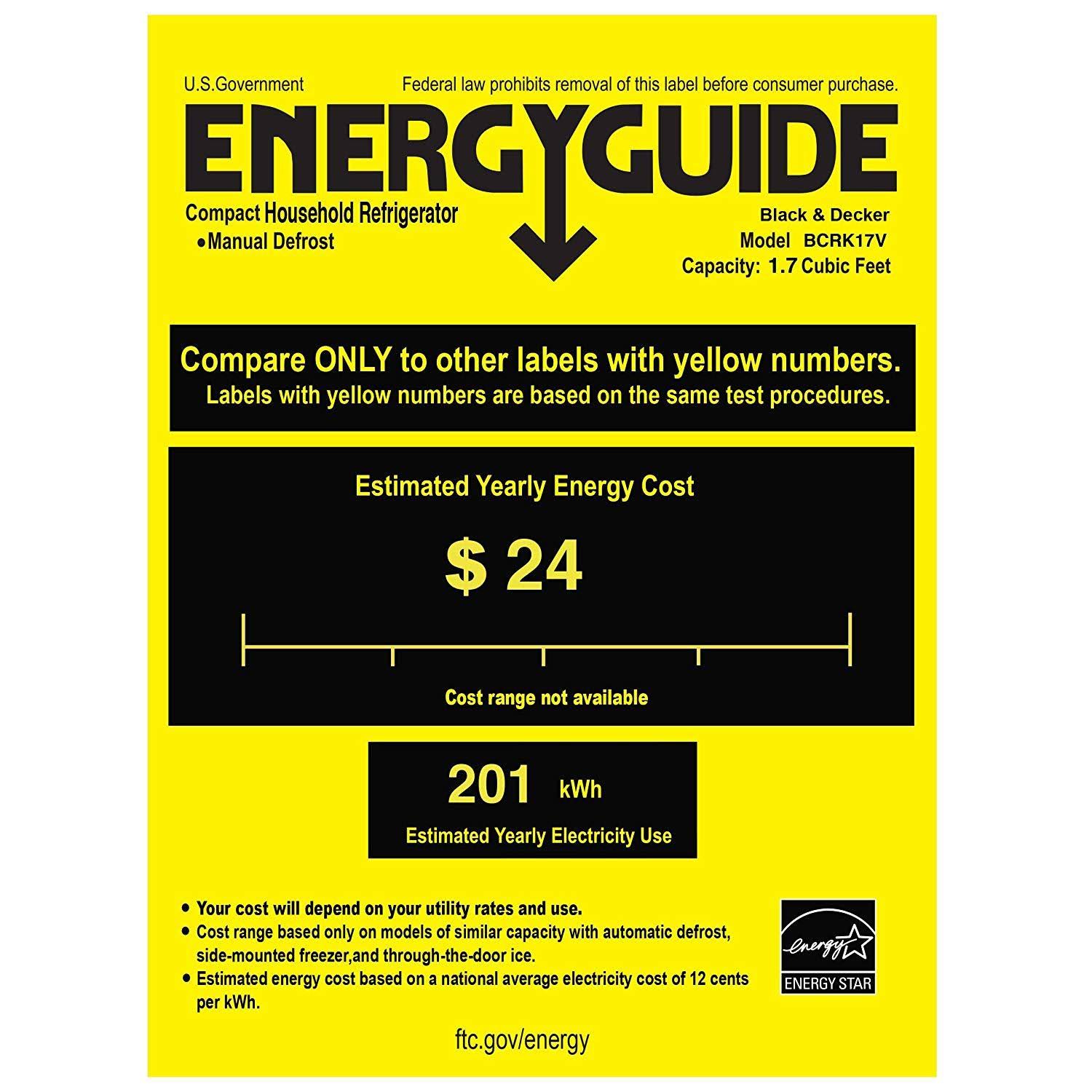 Black u0026 Decker Compact Fridge - 1.7 cu ft - Black Silver