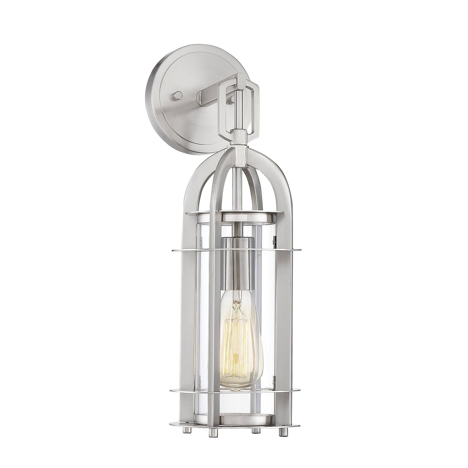 Savoy House Merrill Outdoor|Wall Lantern Satin Nickel 1 Light 5-800-SN