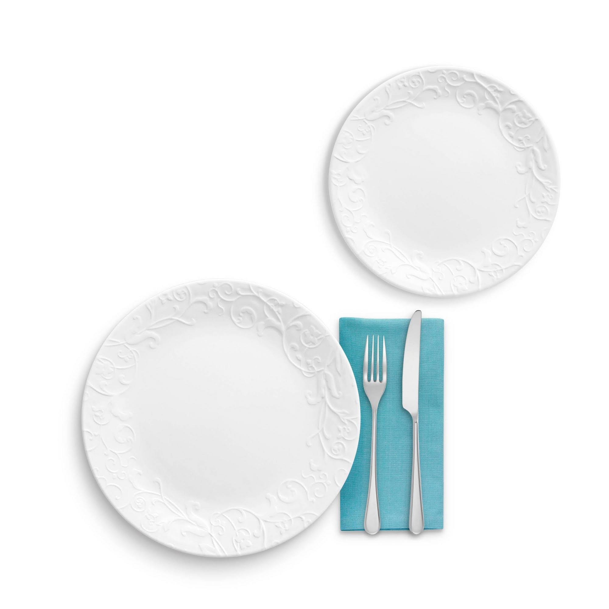 Corelle 18-Piece Embossed Bella Faenza Vitrelle Dinnerware Set - White
