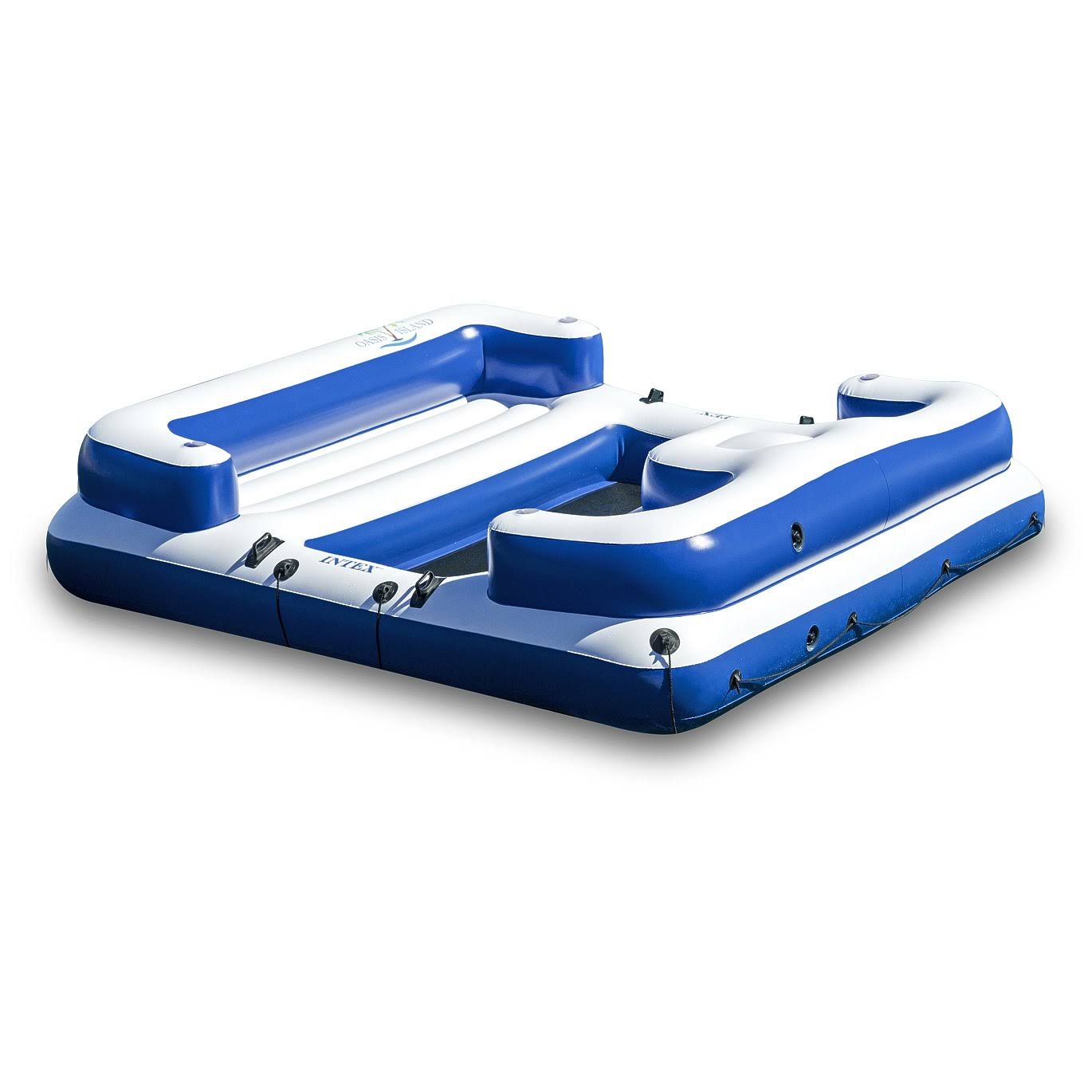 Intex Oasis Island Inflatable Giant 5 Person Lake/River Floating Fun Lounge Raft, Blue