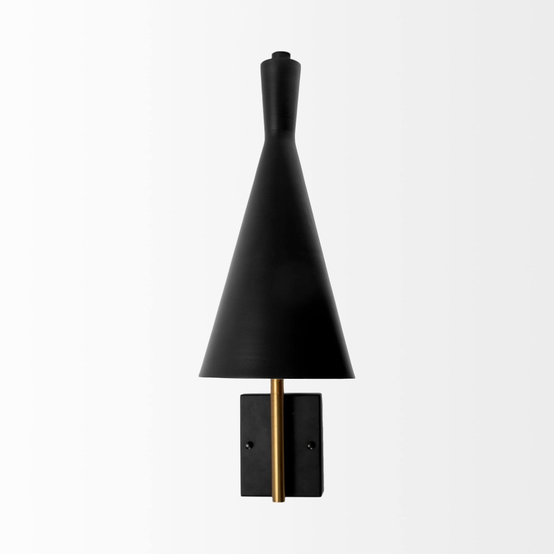 Mercana Tremont I 13x22 Black/Gold Metal Conical Shade Wall Sconce