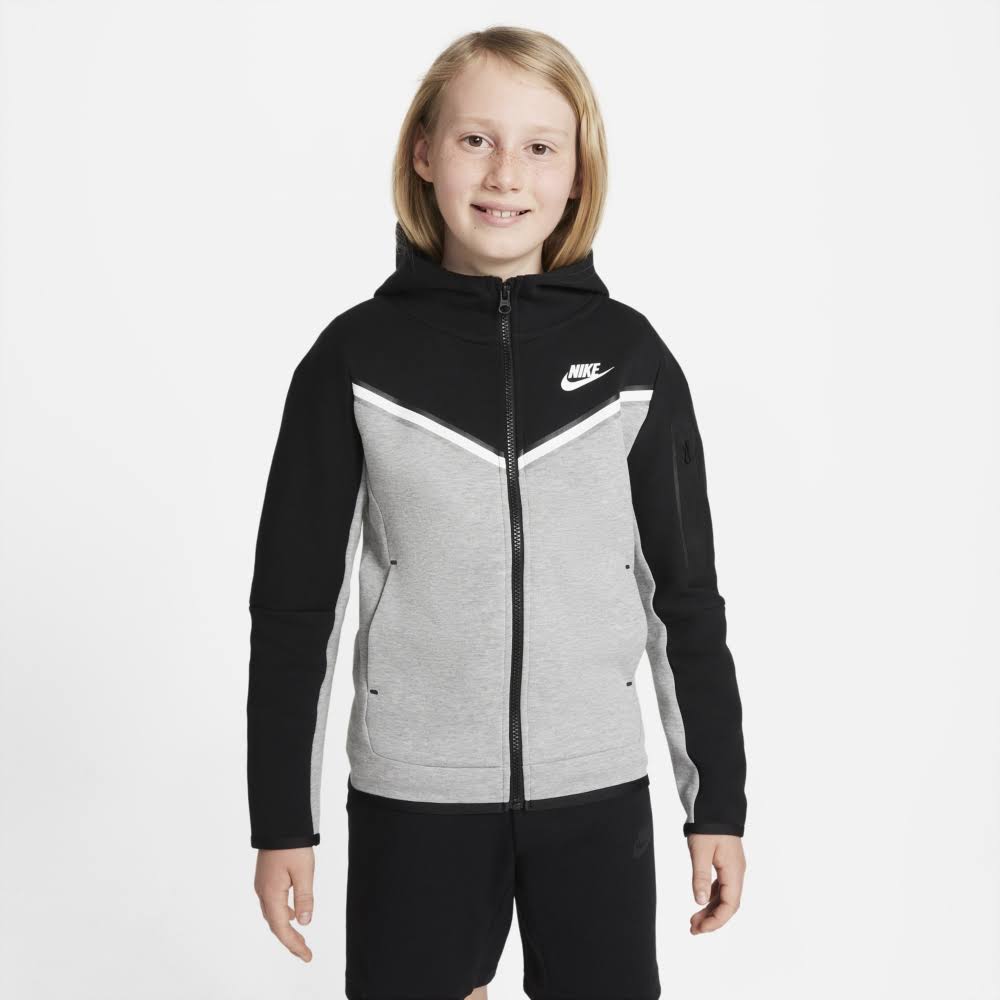 Nike Sportswear Tech Fleece Big Kids& (Boys&) Full-Zip Hoodie in Black, Size: Small | CU9223-013