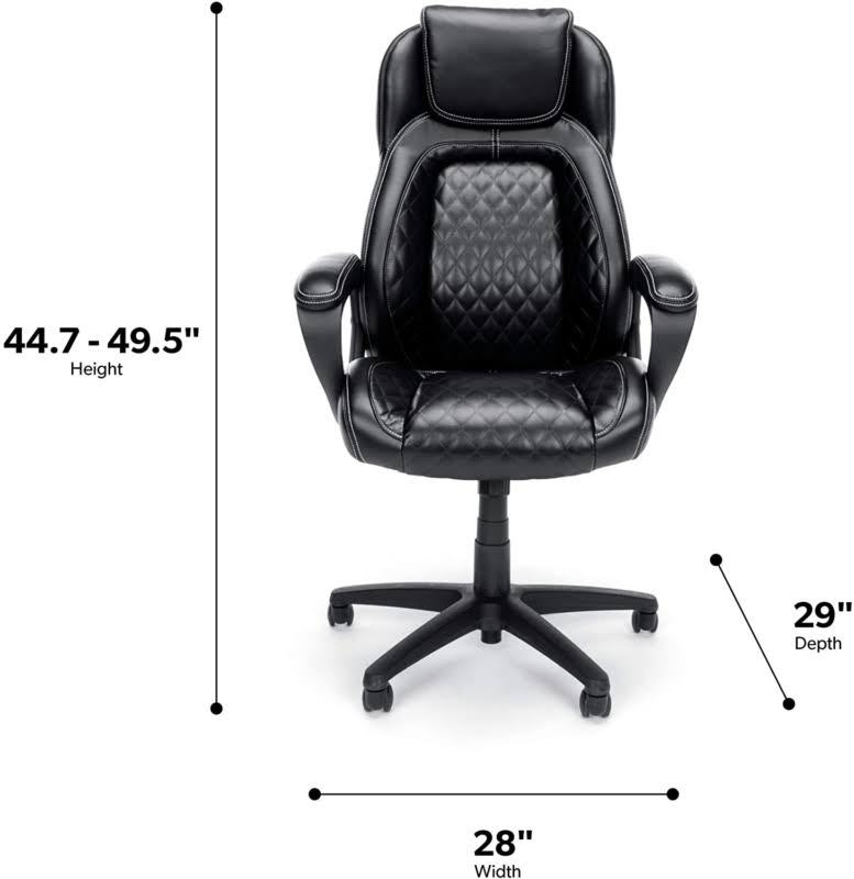 Ofm Ess Collection Racing Style SofThread Leather High Back Office Chair, in Bla