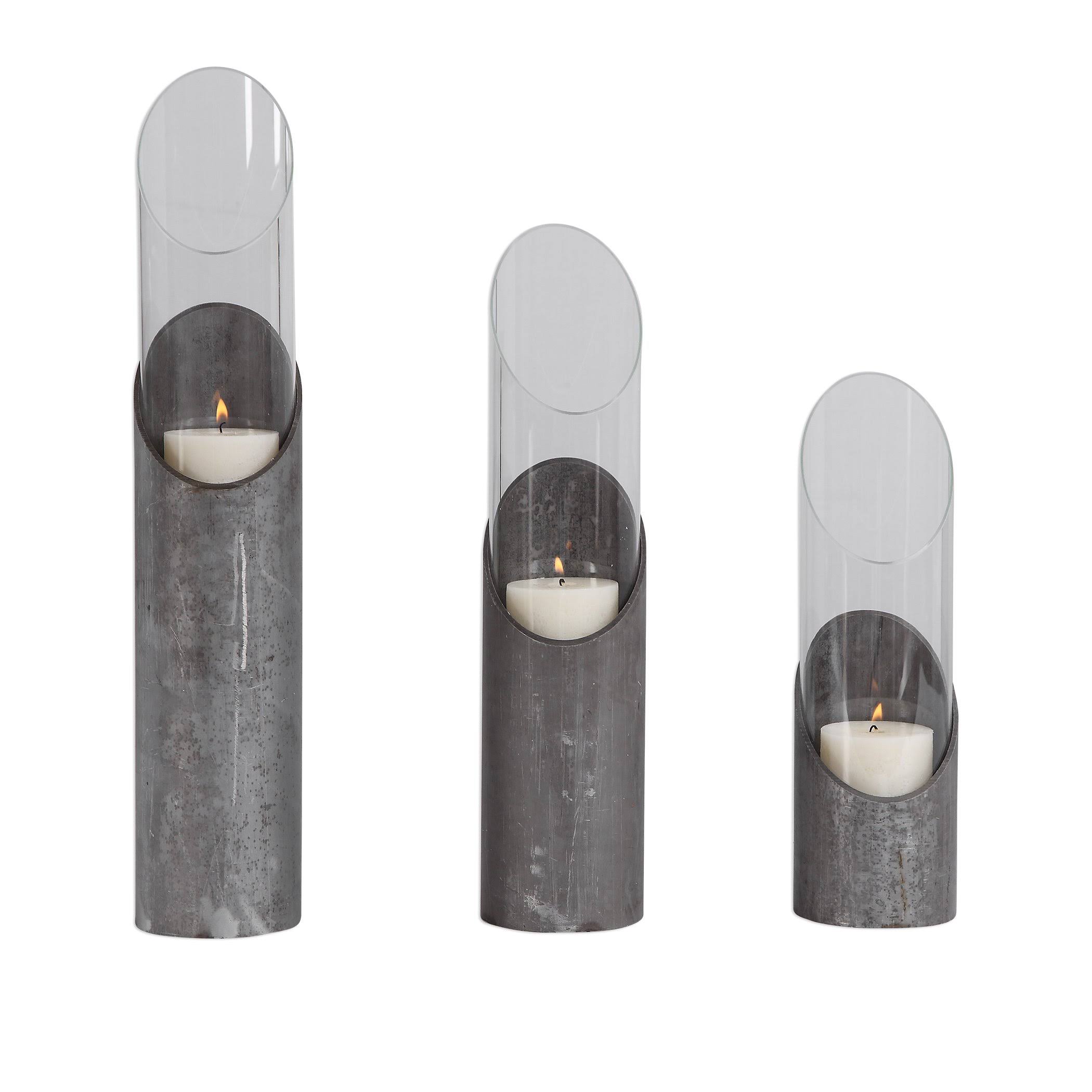 Uttermost Karter Iron u0026 Glass Candleholders Set of 3