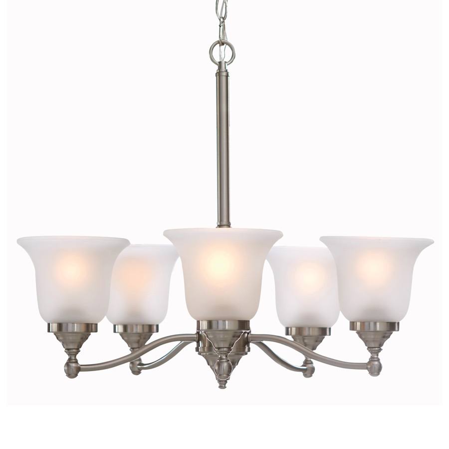 Portfolio Roseall 22.97-in 5-Light Brushed Nickel Etched Glass Shaded Chandelier FD15-093