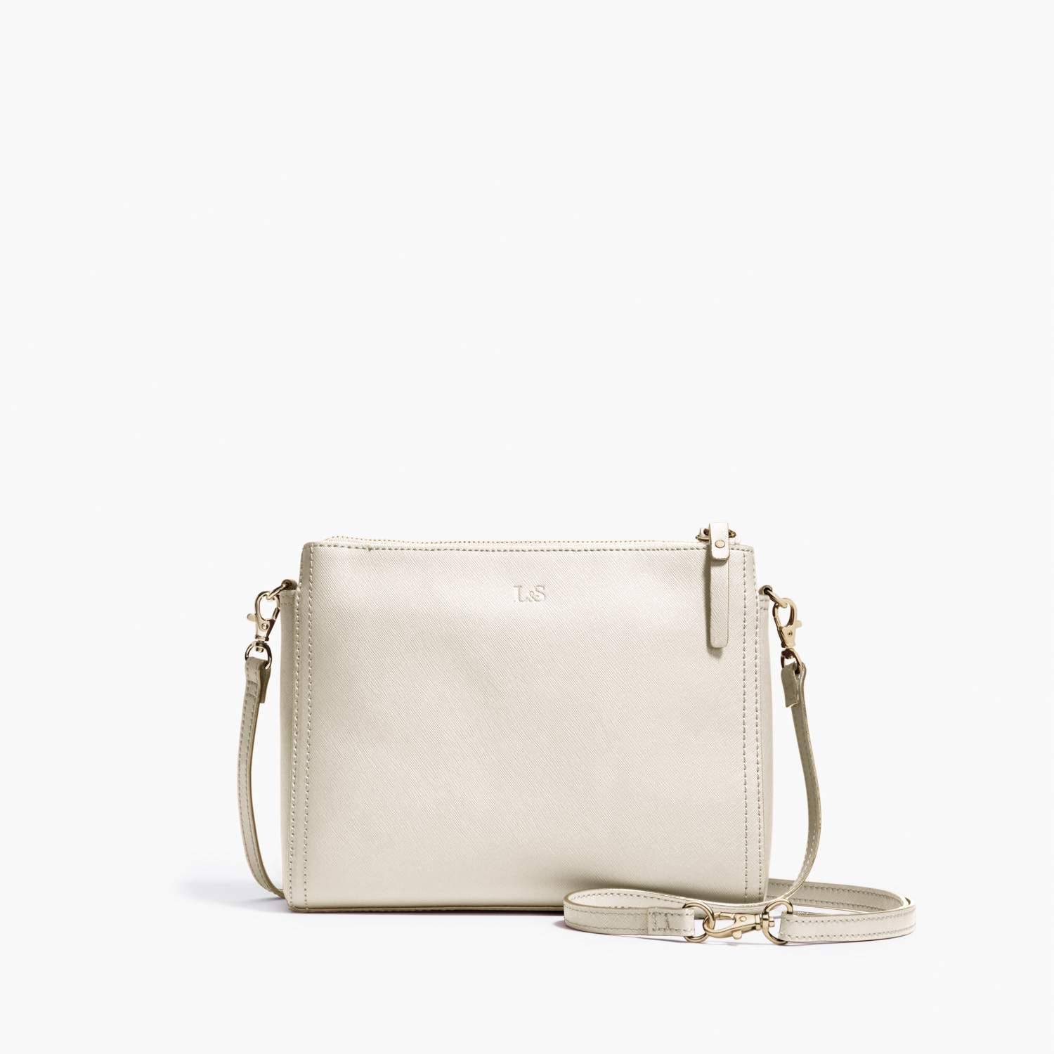 Lo u0026 Sons: The Pearl - Women&s Leather Crossbody Bag in Ivory Saffiano