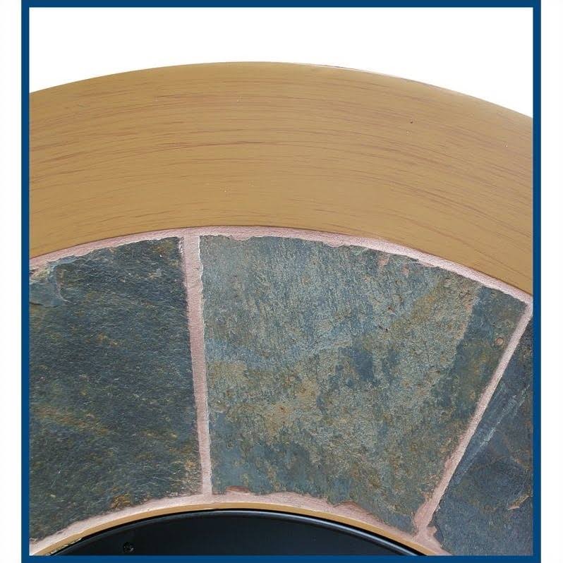 Blue Rhino LP Gas Fire Pit Bowl with Slate and Faux Wood Mantel, Black, Round