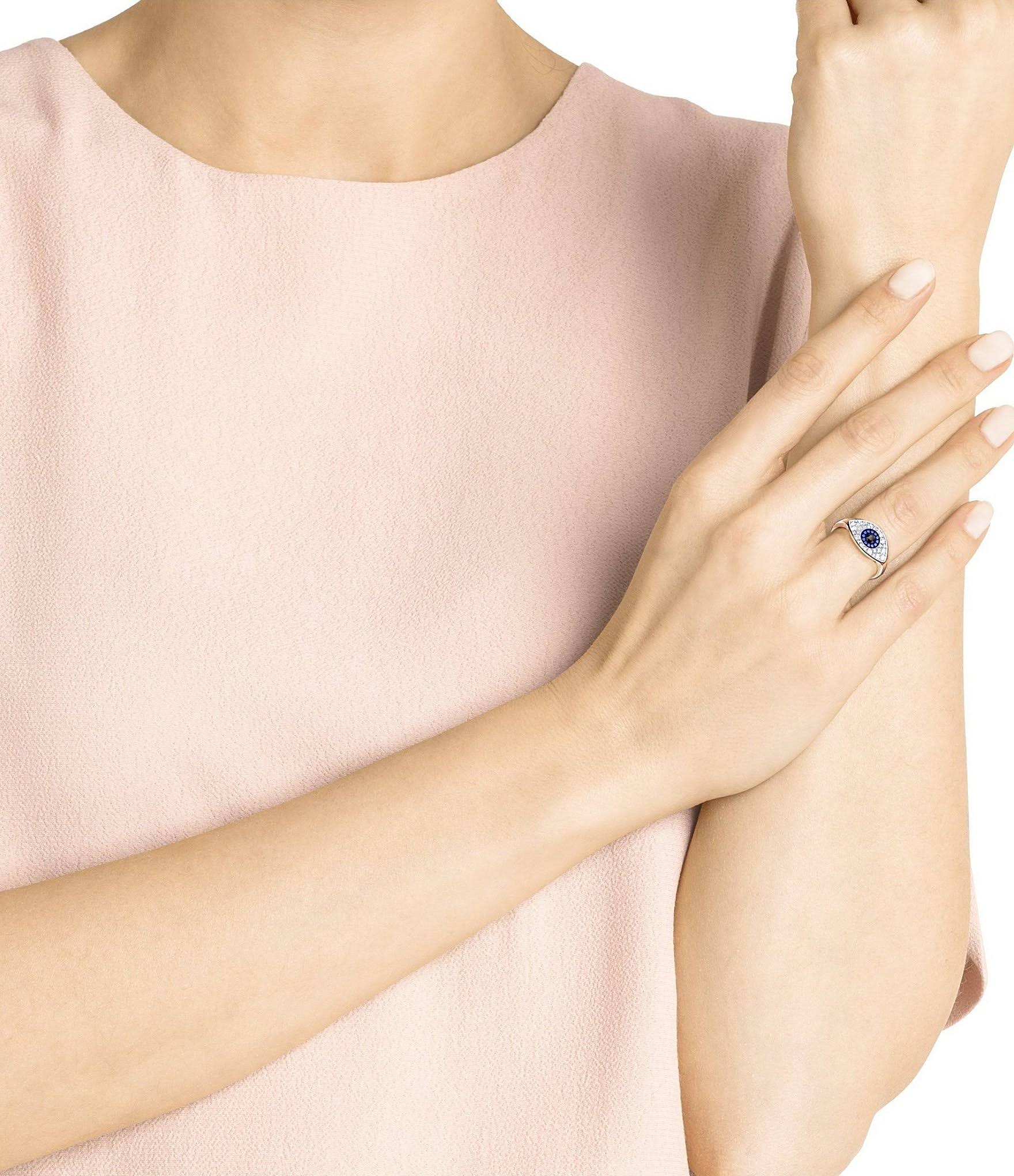 Swarovski Symbolic Evil Eye Ring, Rose Gold Plated, Size 6