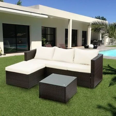 Wrought Studio Brennen 5 Piece Rattan Sectional Set with Cushions