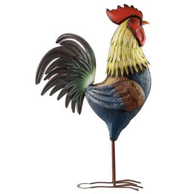Red Shed 6 ft. Iron Colorful Outdoor Rooster Statue, Multi