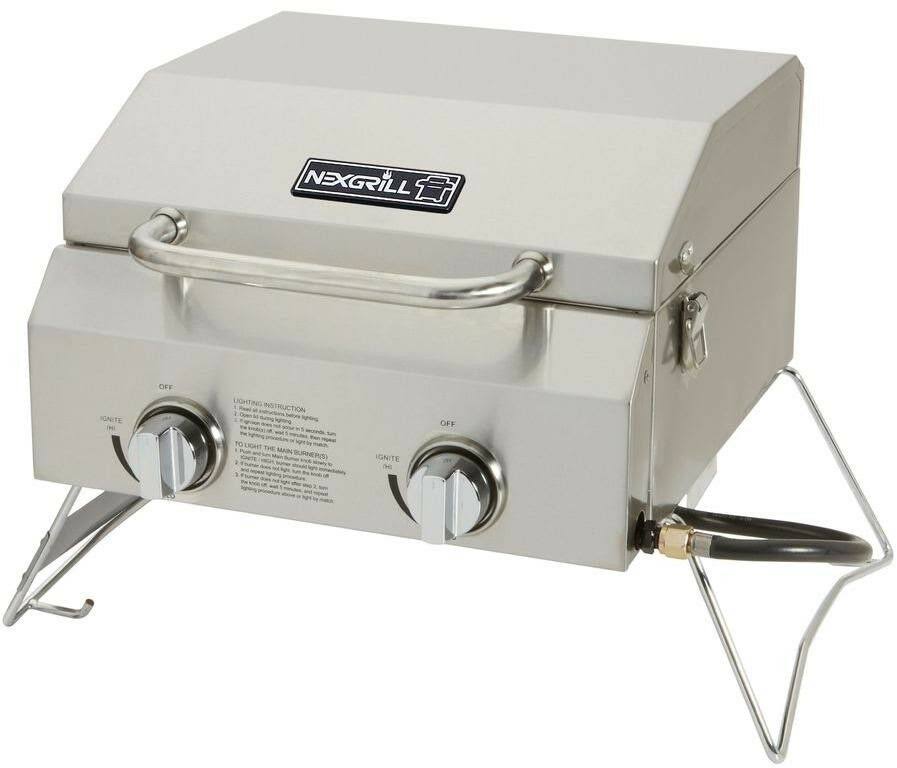 2-Burner Portable Propane GAS Table Top Grill in Stainless Steel