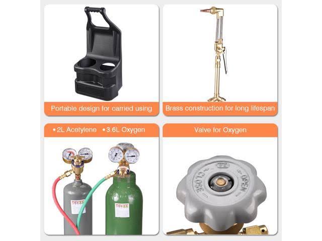 Yescom Portable Weld Torch Tank Kit Twin Tote Oxygen Acetylene Oxy Cutting Brazing Dot