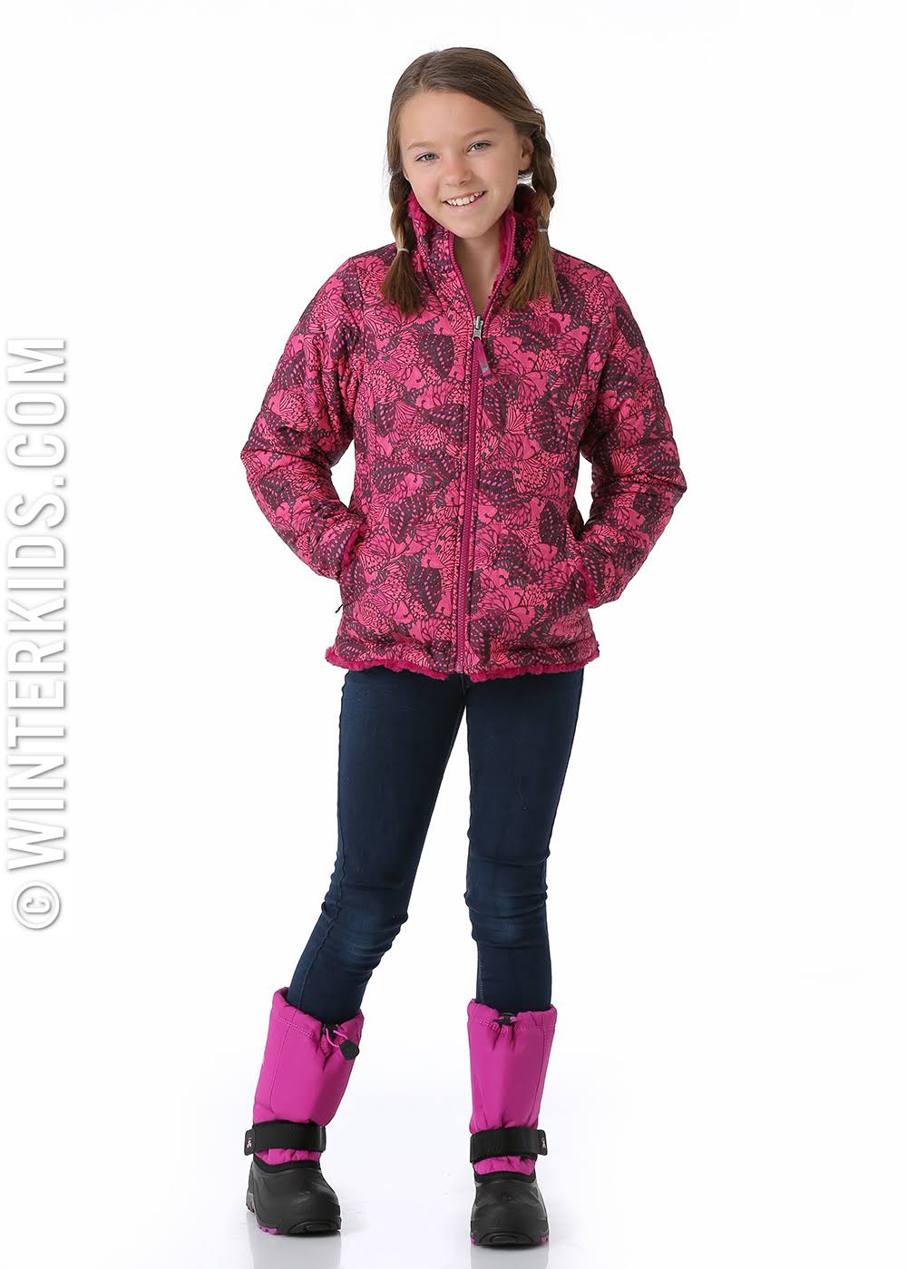 The North Face Reversible Mossbud Swirl Jacket Girls Pink