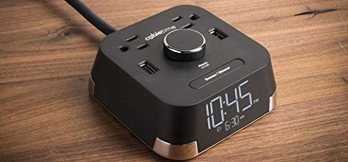 Brandstand BPECT CubieTime Alarm Clock Charger w/2 USB Ports and 2 Outlets Charging Station