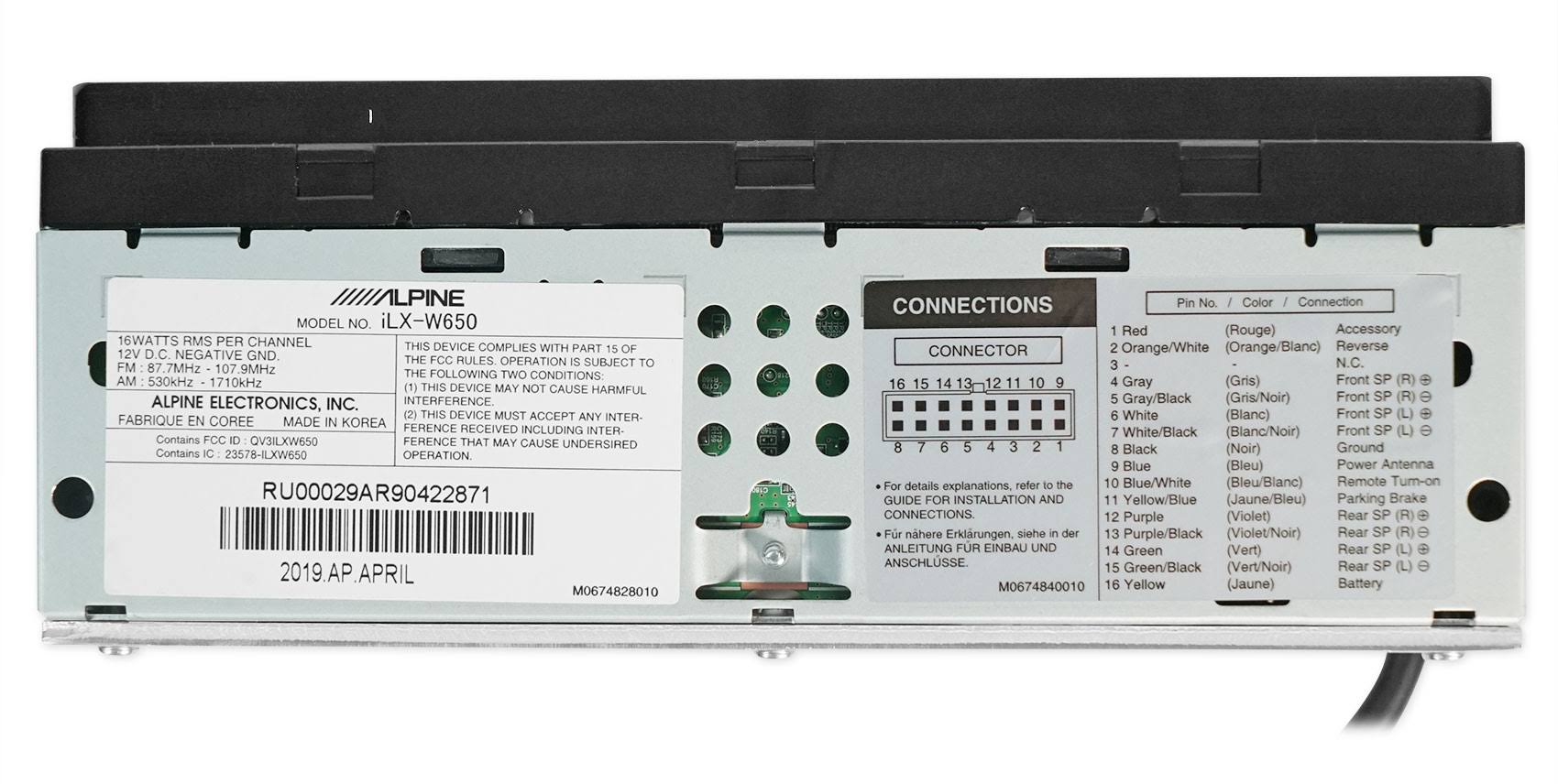 Alpine iLX-W650 7x22 Digital Media Bluetooth CarPlay Receiver+KTA-450 Power Pack