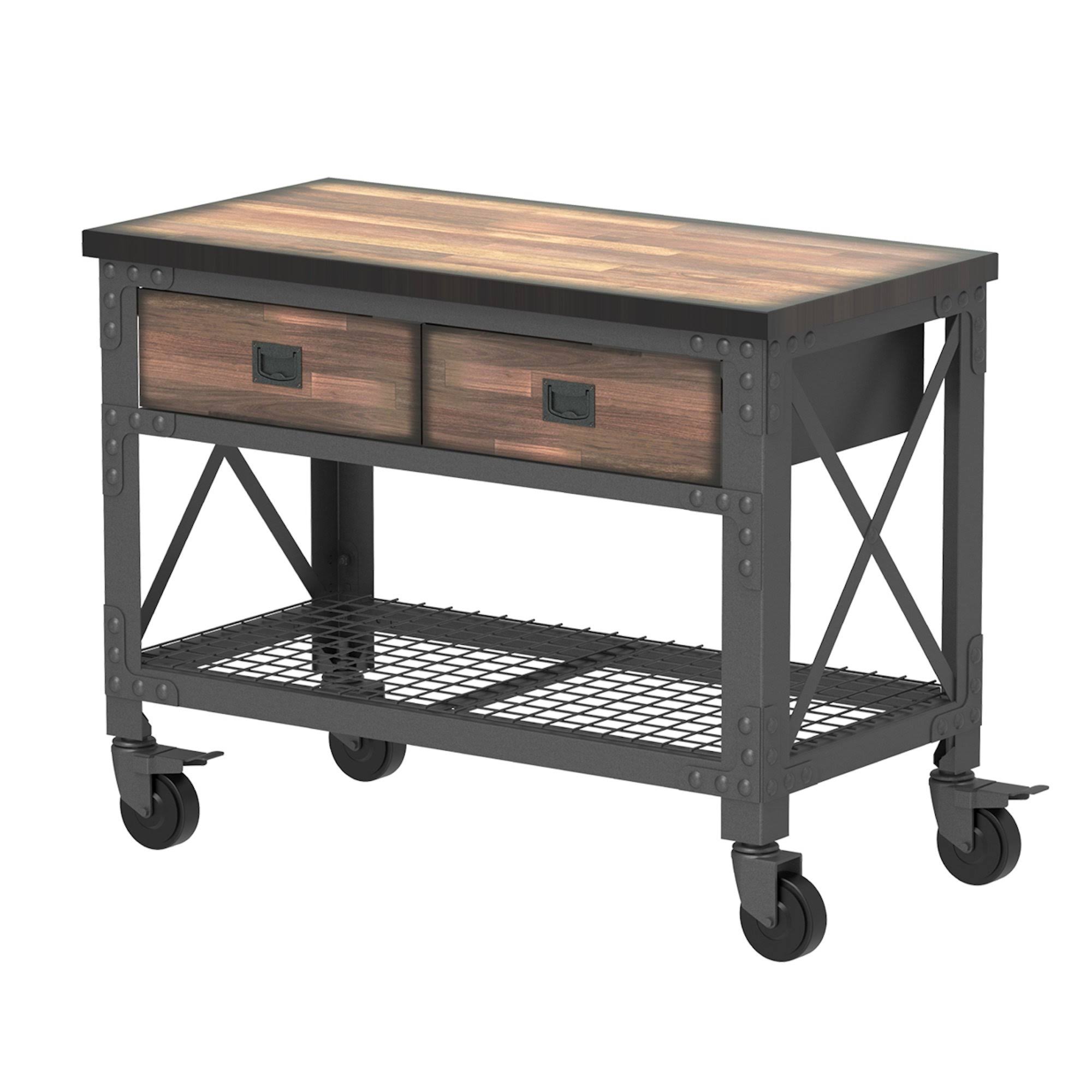 Duramax 48 in x 24 in. 2 Drawer Rolling Industrial Workbench with Wood Top