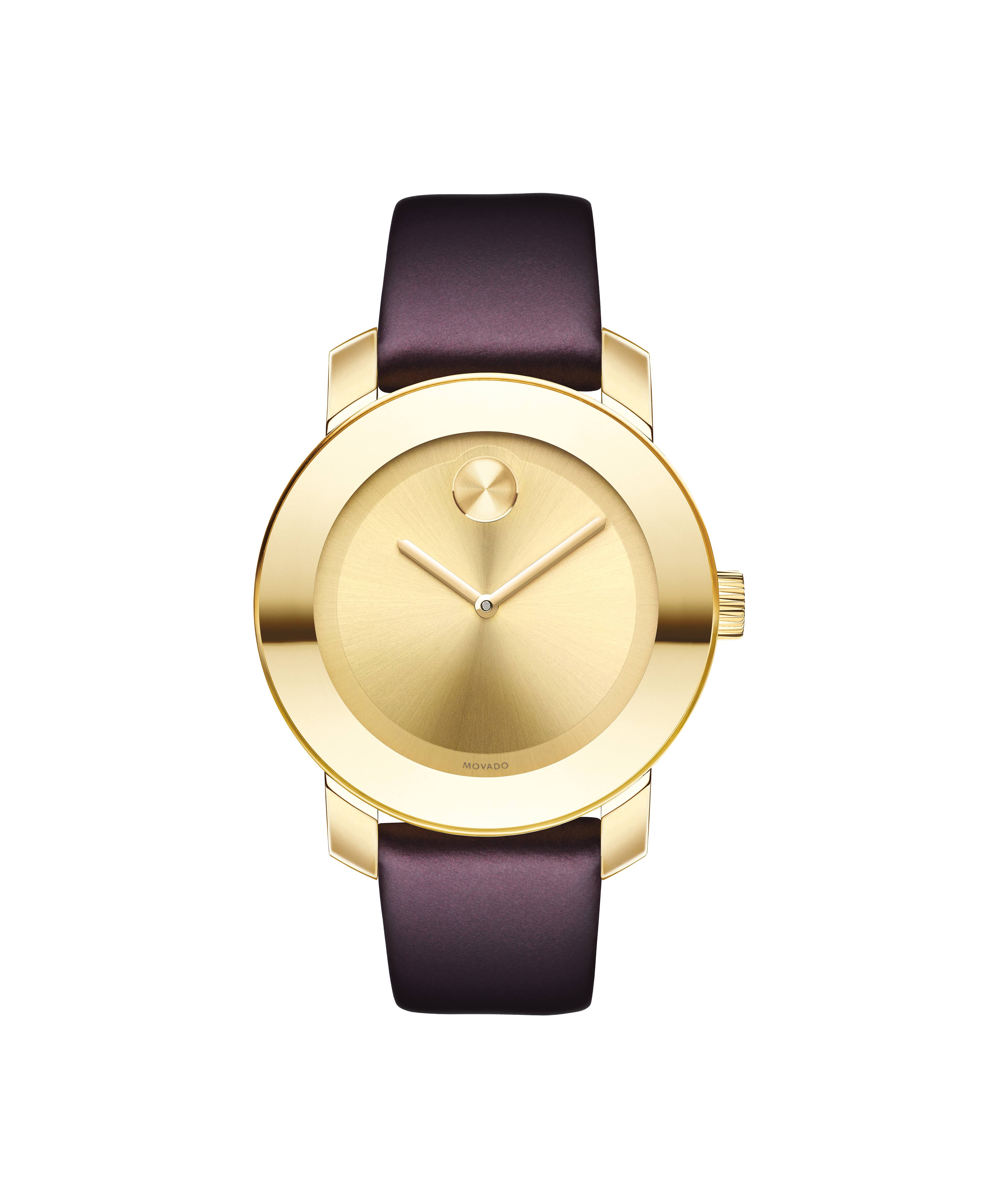 Movado Bold Analog Leather-Strap Watch, Womens, Gold