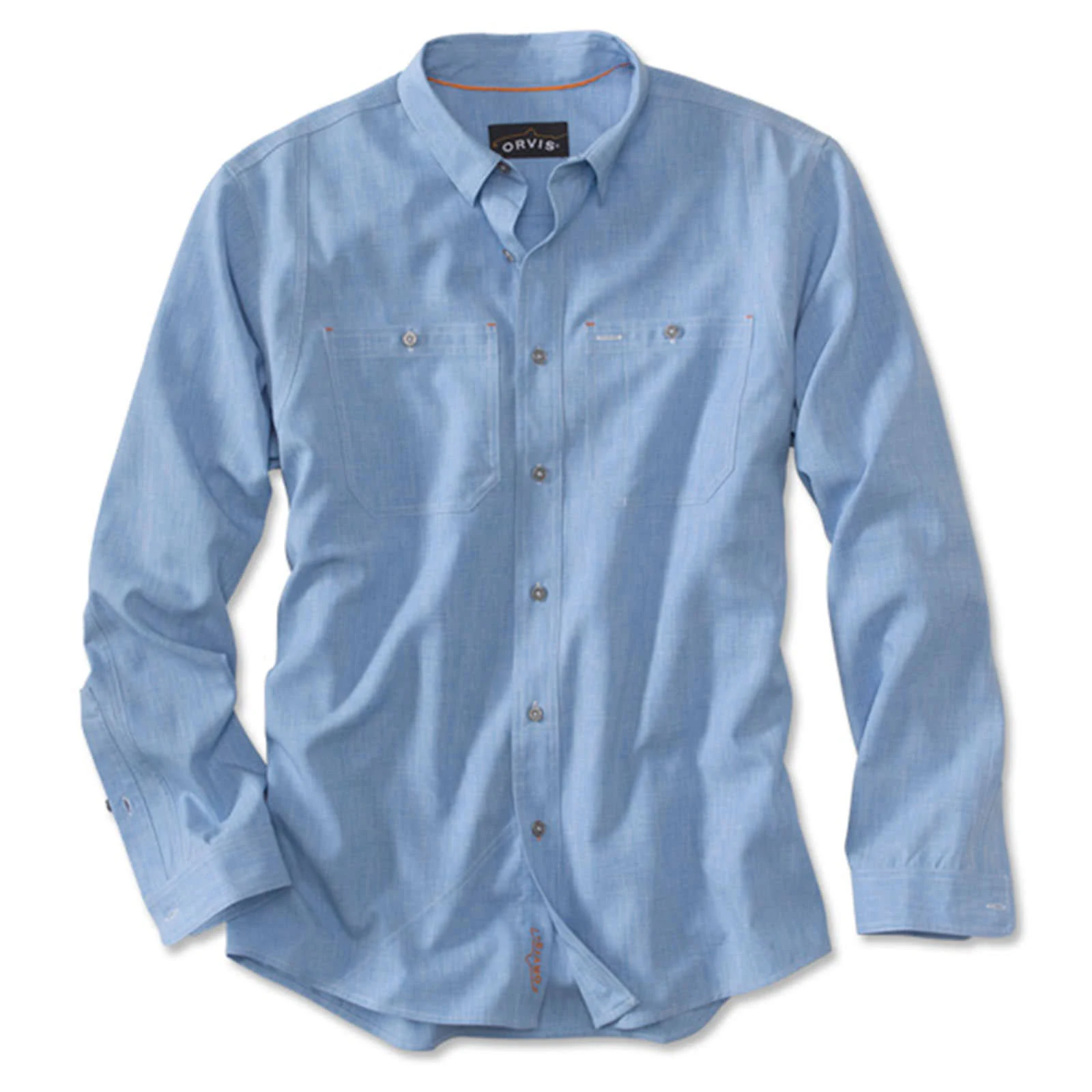 Orvis Men&s Tech Chambray Work Shirt, Medium Blue, XX Large