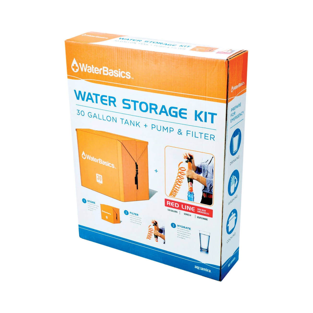 WaterBasics Water Storage Kit - 30 Gallon with Filter