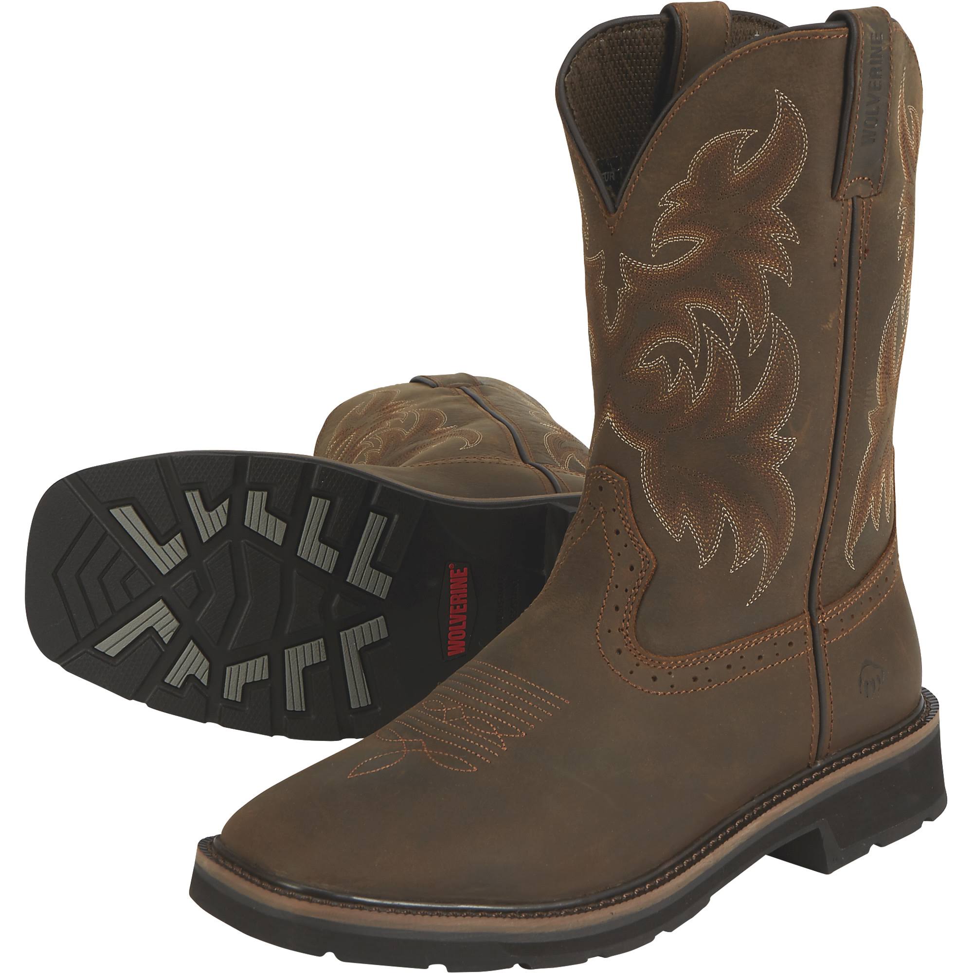 Wolverine Men's Rancher Brown Square Toe Wellington Work Boots