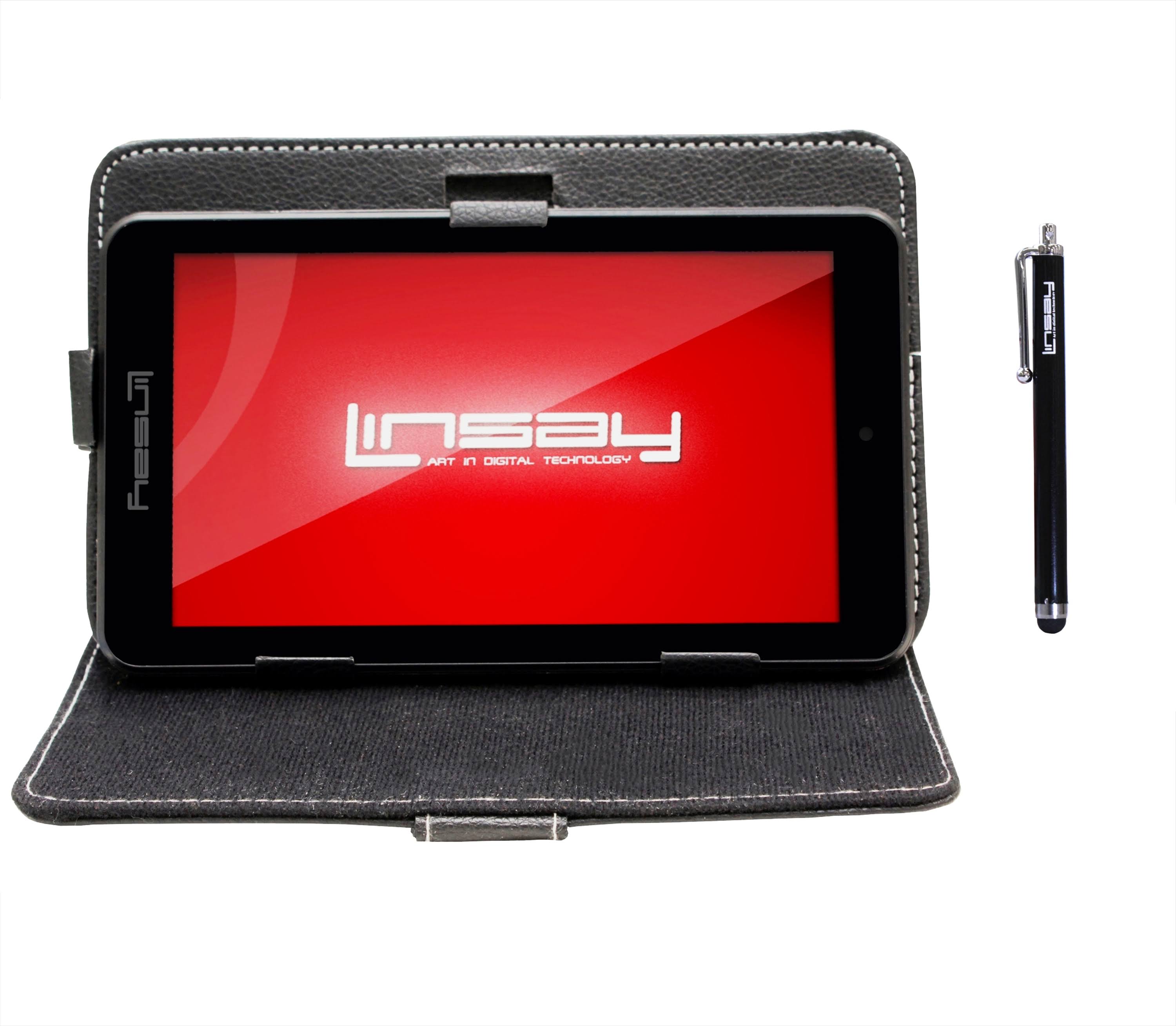Linsay 7 inch Quad Core 8GB Android Tablet Super Bundle - Red