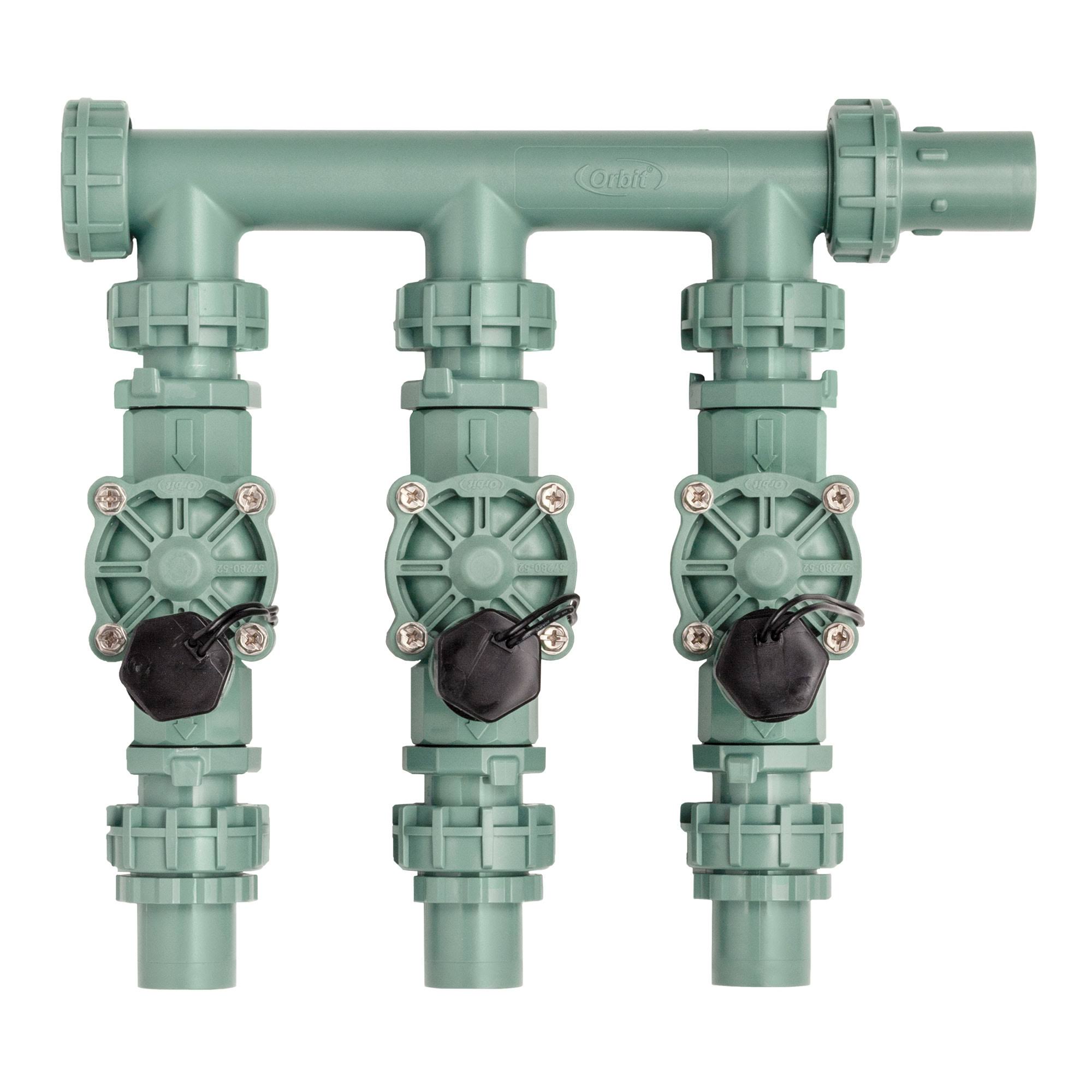 Orbit 3-Valve Preassembled Irrigation Manifold with Easy Wire