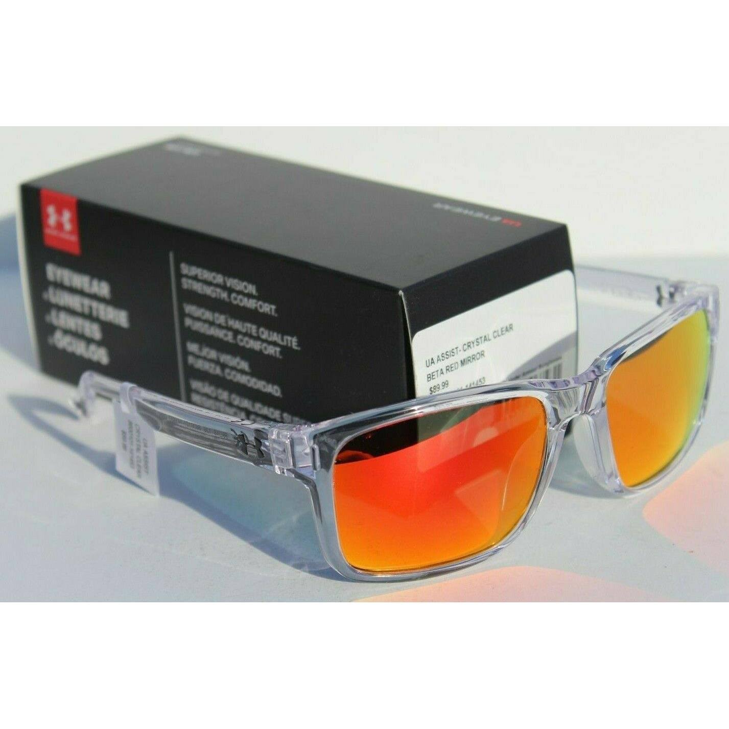 Under Armour Assist Sunglasses Crystal Clear/Beta Red Mirror Sport