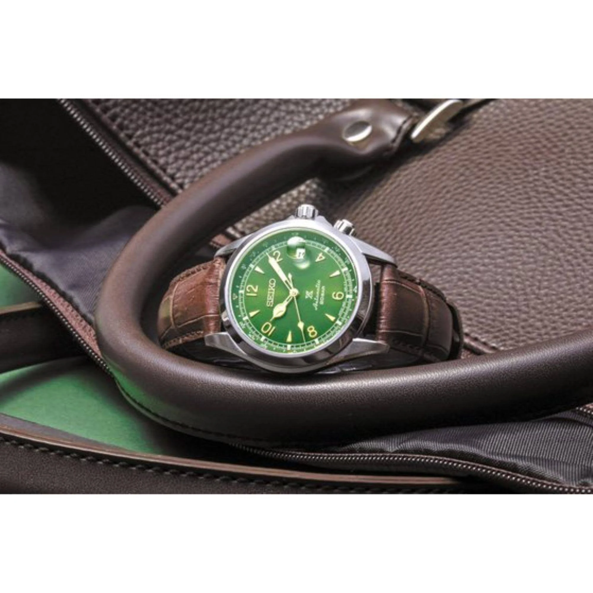 Seiko Watches Spb121j1 Prospex Alpinist Green u0026 Brown Leather Automatic Men's Watch