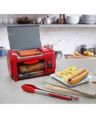 Elite Ehd-051r Cuisine Hot Dog Roller u0026 Toaster Oven - Red