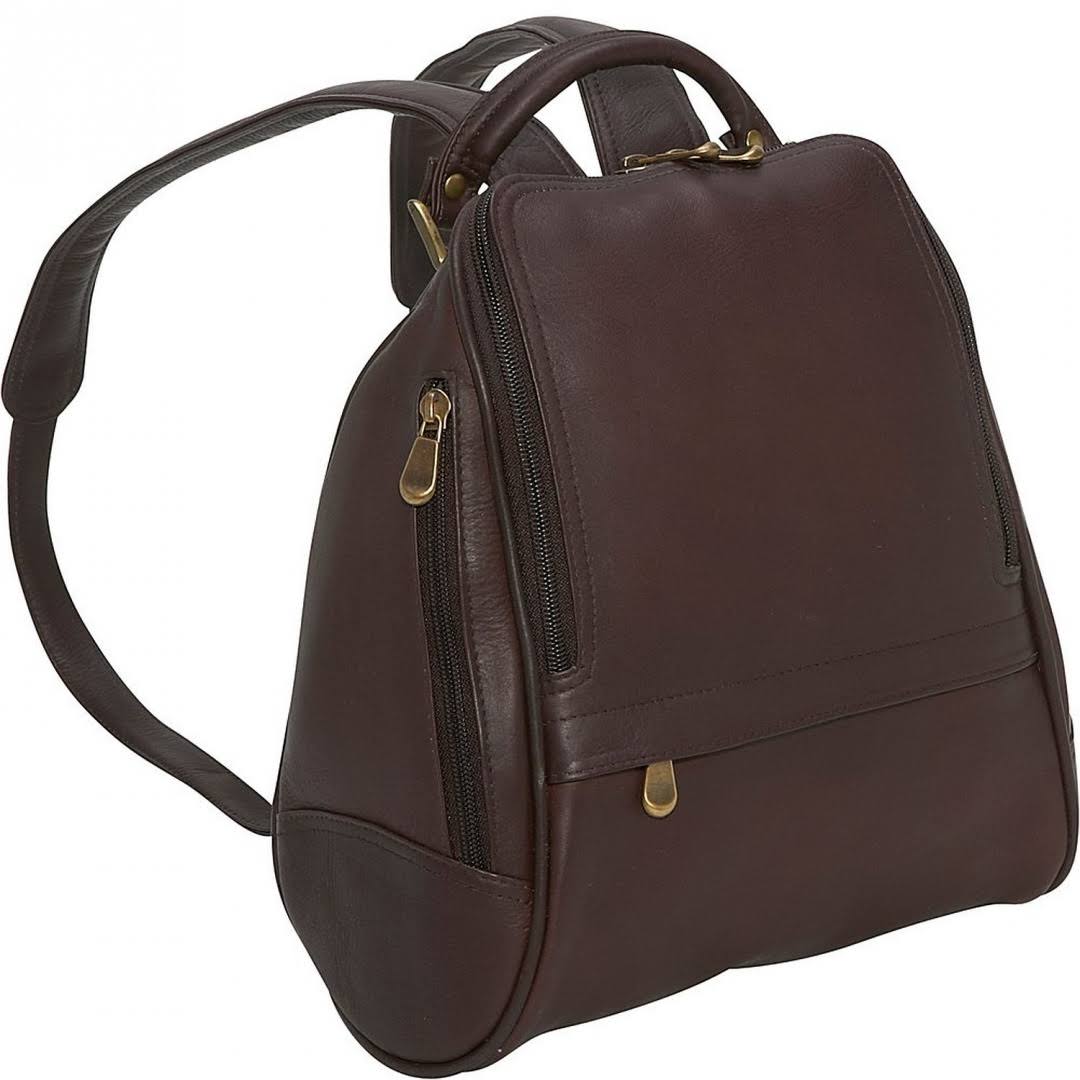 LeDonne Leather LD-9112-Caf Women&s U Zip Mid Size Backpack/Purse, Cafe